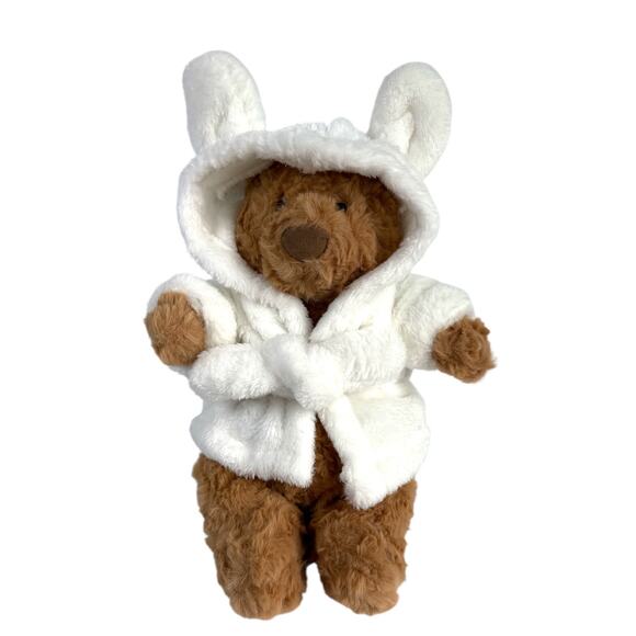 Unbranded Other - Plush Teddy Bear White Bunny Ear Robe Stuffed Animal Easter Gift 10 Inch